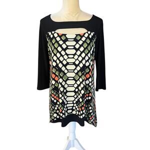 Eva Varro Geometric Tunic Top with Cut Out Size Medium